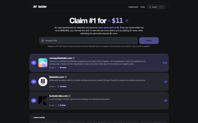 Ladder | A live public board for the internet — screenshot