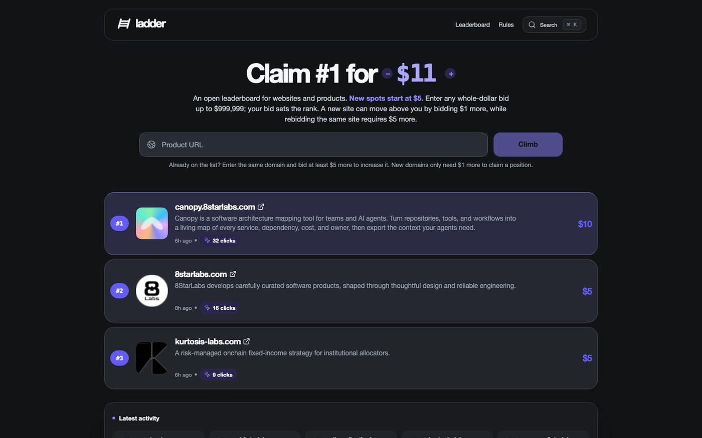 Ladder | A live public board for the internet — screenshot