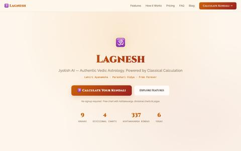 Lagnesh — Free Vedic Astrology Chart & AI Jyotish Readings — screenshot