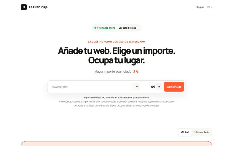 La Gran Puja — El ranking de webs en tiempo real — screenshot