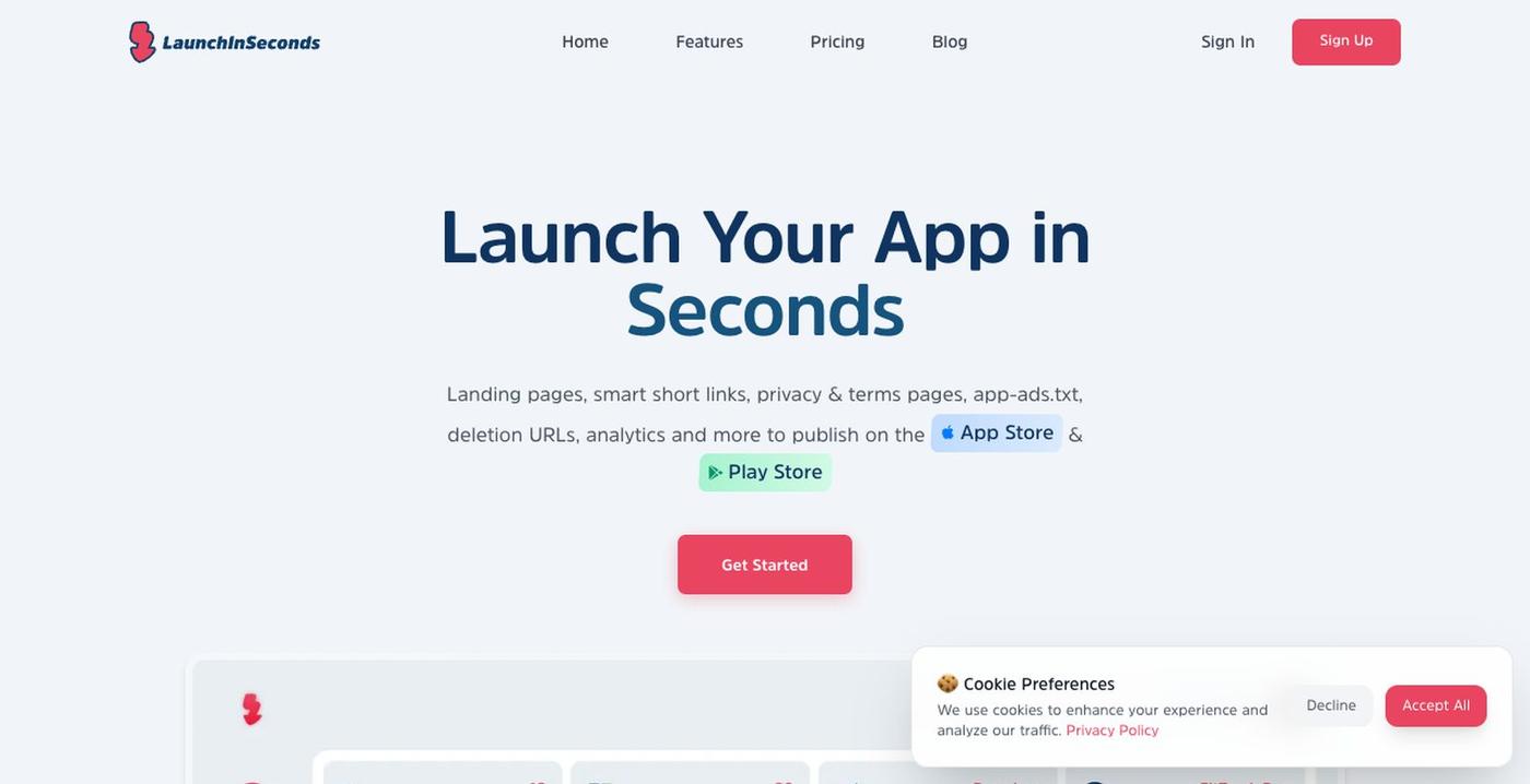 App Landing Pages & Analytics for Serial Apps Launchers | Delete Account URL, ap — screenshot