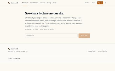 Free site scan · Lampwatch — screenshot