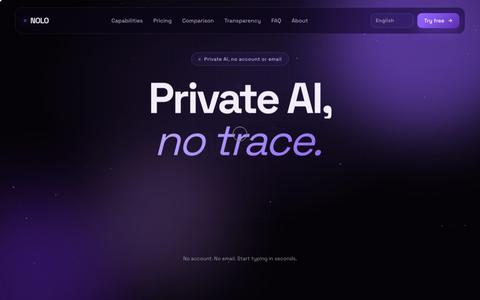 NOLO · Private AI with no account · chat, web search, images and documents — screenshot