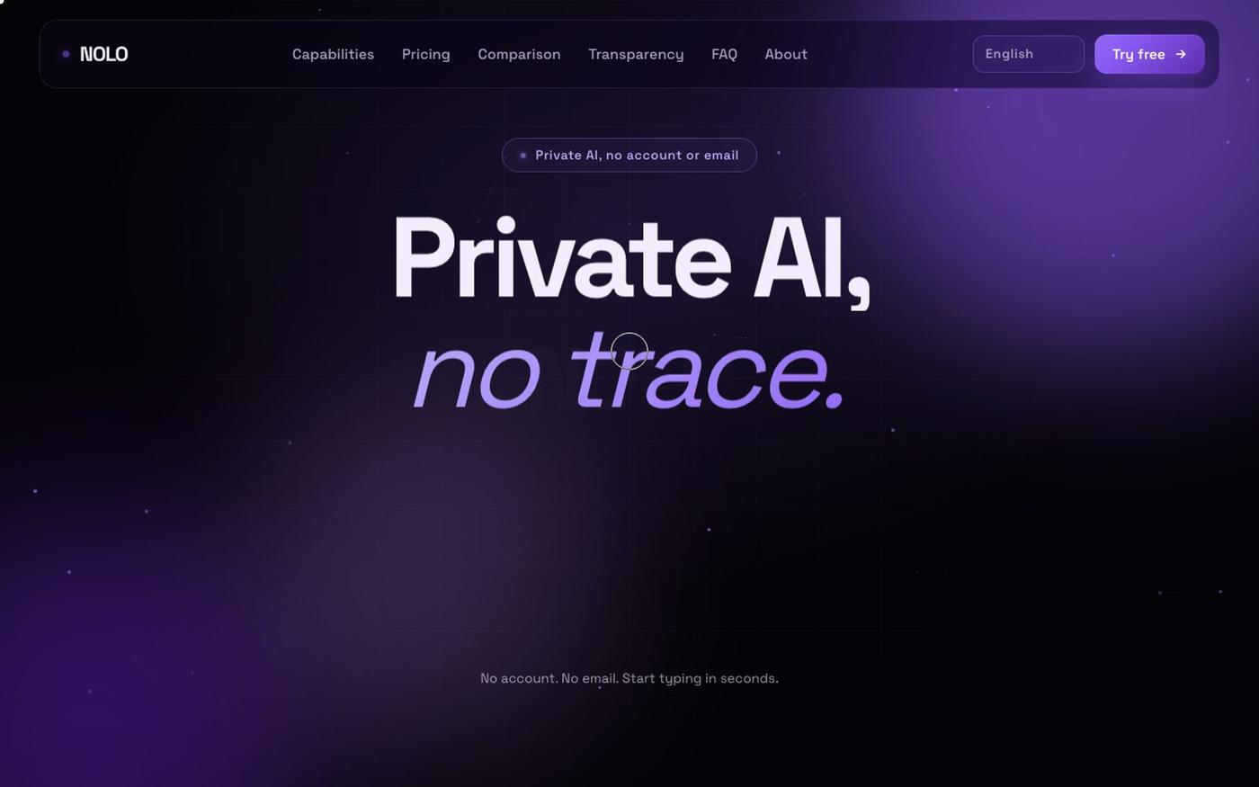 NOLO · Private AI with no account · chat, web search, images and documents — screenshot