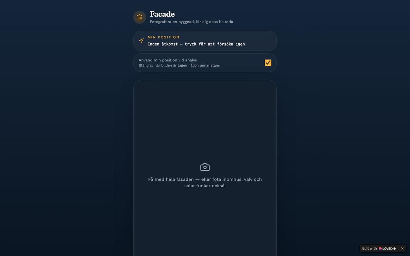 Facade — Identifiera vilken byggnad som helst från ett foto — screenshot