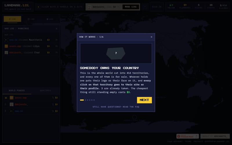 LANDWAR: the world is for sale — screenshot