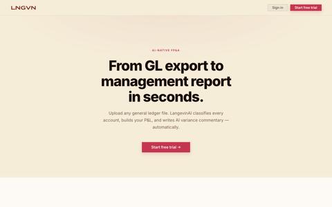 LangevinAI — GL export to management report in seconds — screenshot