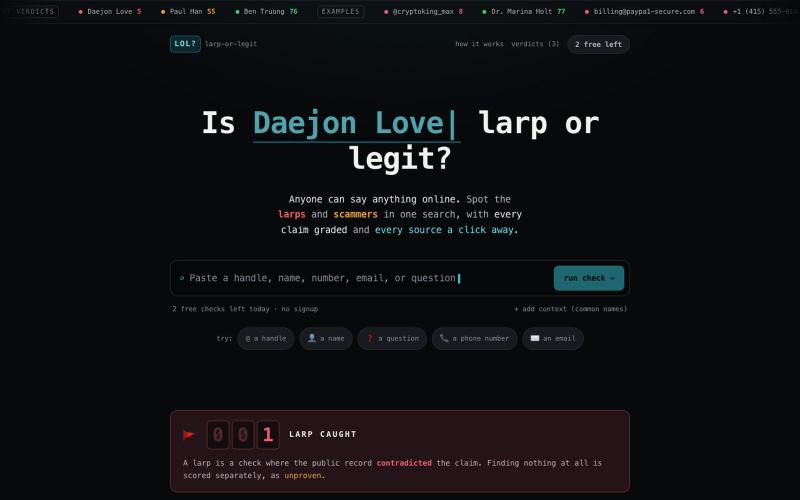 LOL? Larp or Legit | Never Get Scammed Again — screenshot