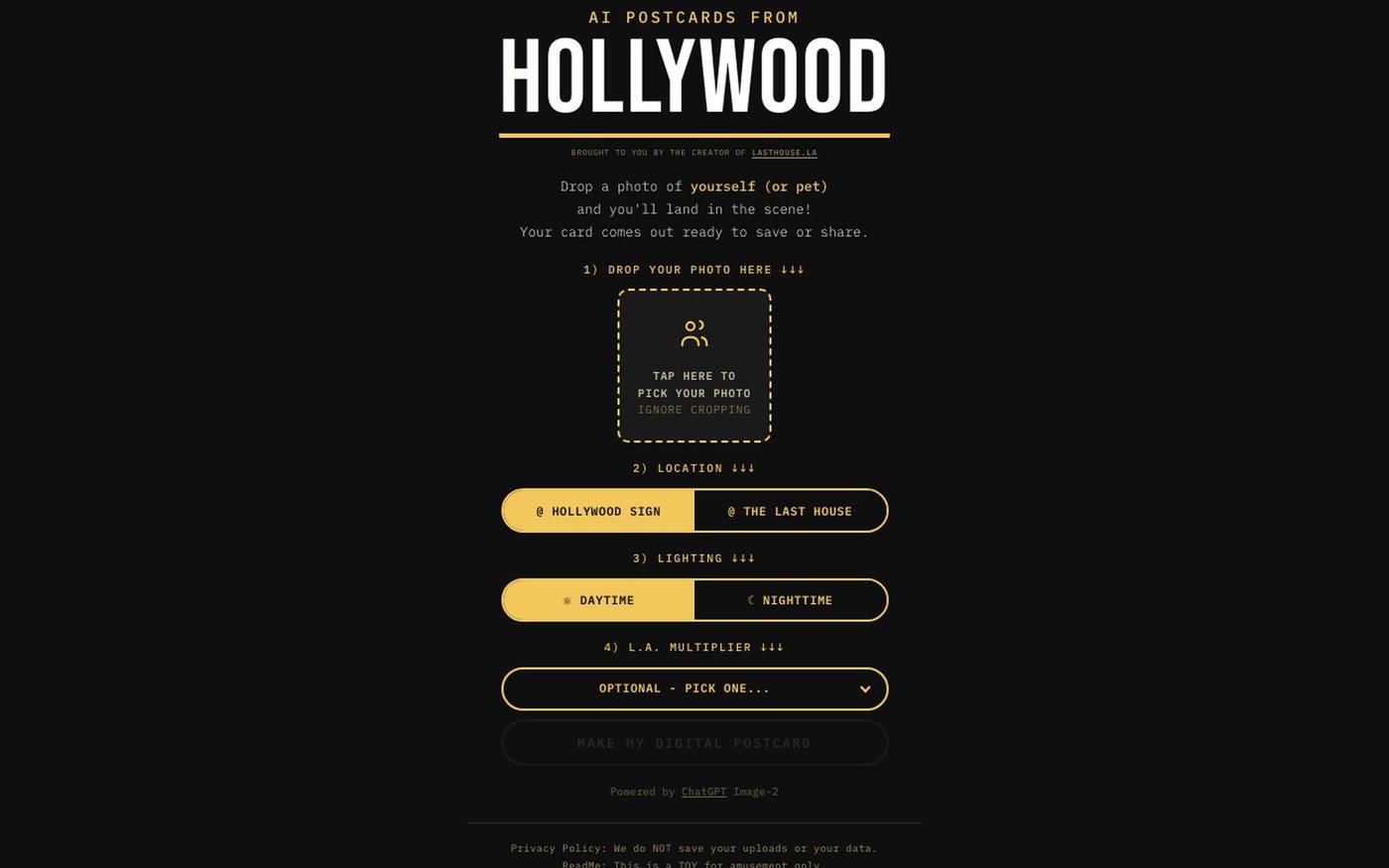 Last House on Mulholland — Postcard — screenshot