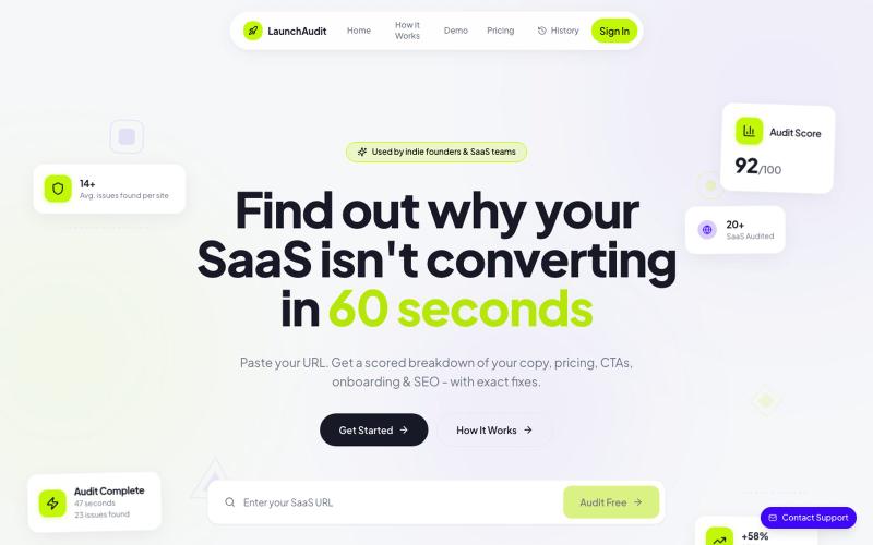 LaunchAudit - AI SaaS Launch Readiness Audit | Ship Faster, Break Less — screenshot
