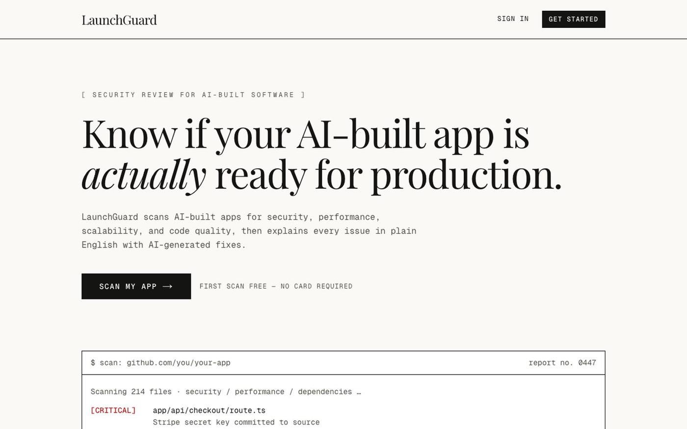 LaunchGuard — Ship with confidence — screenshot