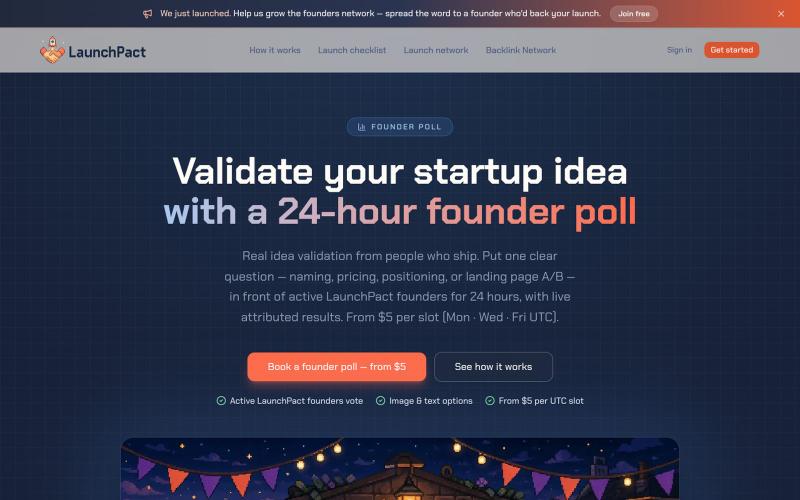 Validate Your Startup Idea — 24-Hour Founder Poll — LaunchPact — screenshot