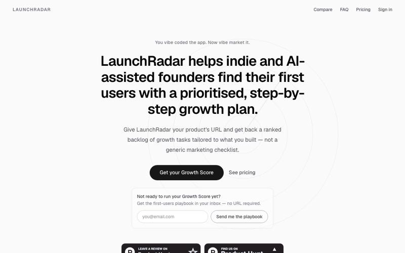 LaunchRadar — Now get people using it — screenshot