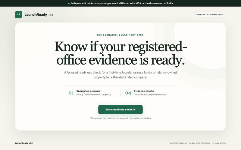 LaunchReady v0.1 | Registered-office readiness — screenshot