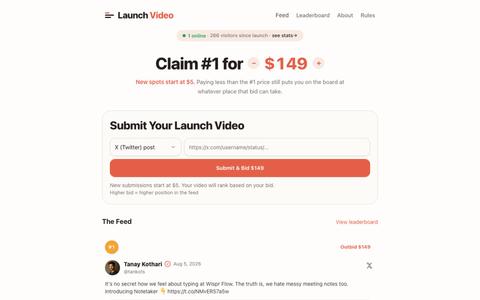 Launch Video — Bid to feature your product launch video — screenshot