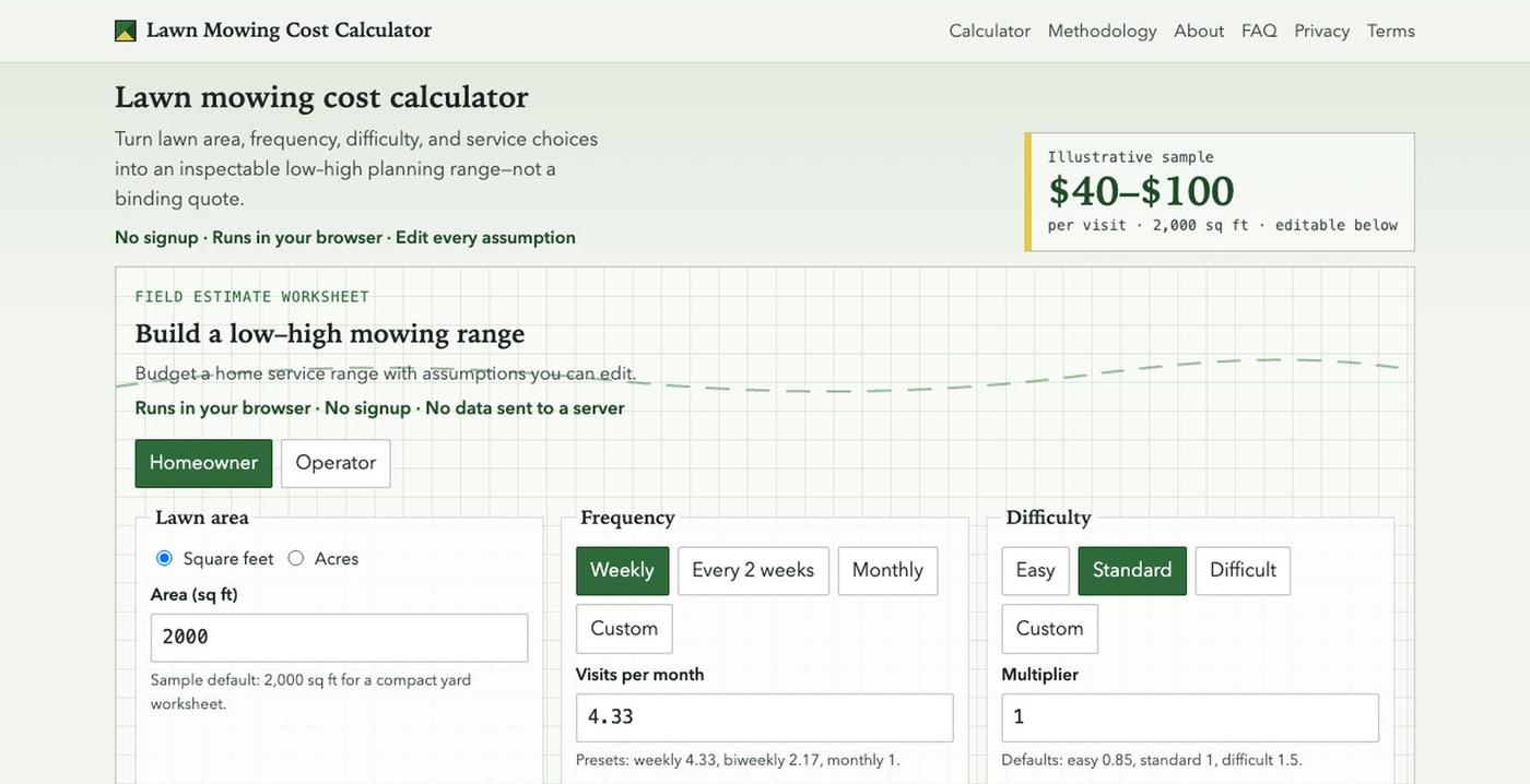 lawnmowingcalculator-com — screenshot