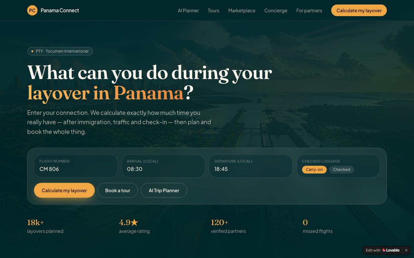 Panama Connect — Layover tours & planner for PTY — screenshot