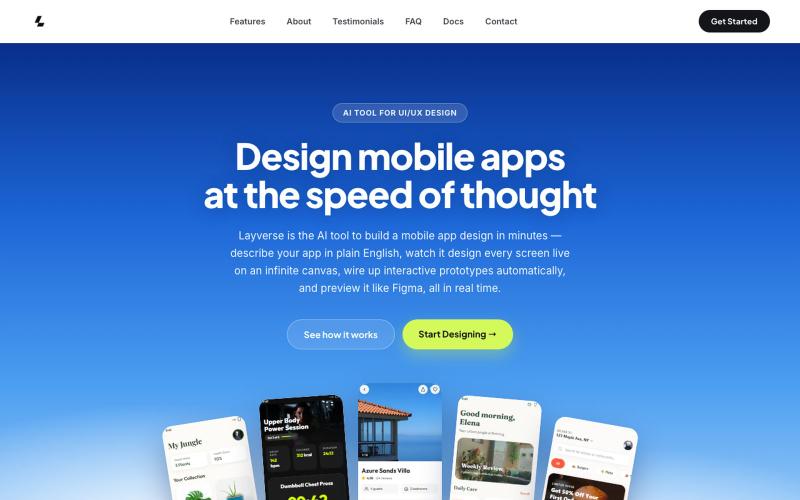 Layverse — AI Tool for UI/UX Design | Build Mobile App Designs with AI — screenshot