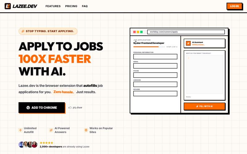 Lazee.dev — Job Applications, 100x Faster — screenshot