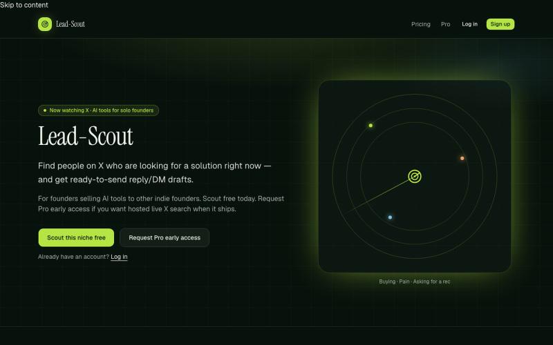 Lead-Scout — Find buying signals on X — screenshot