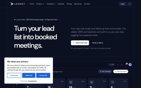 Leadey | Dialer, CRM and sequences in one sales platform — screenshot