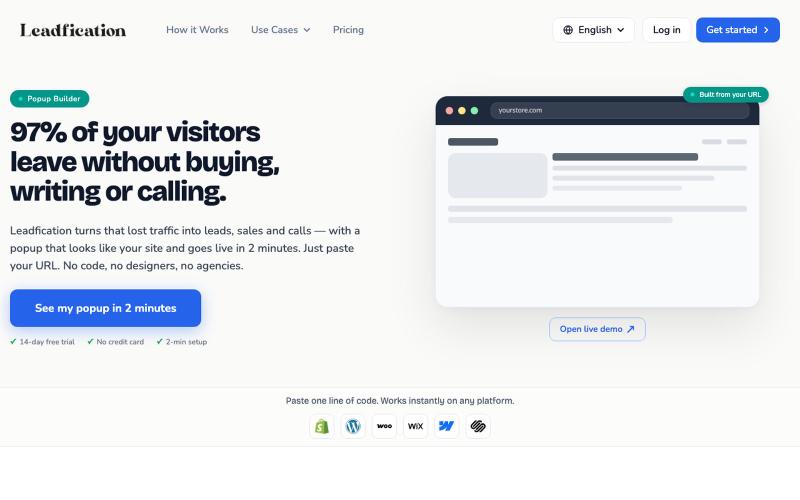 Leadfication — Popup Builder | Live in 2 Minutes — screenshot