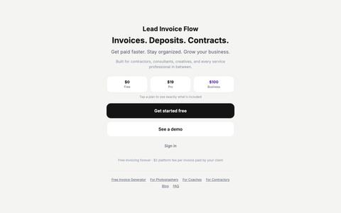 Lead Invoice Flow — Free Invoicing, Deposits & Contracts for Service Businesses — screenshot