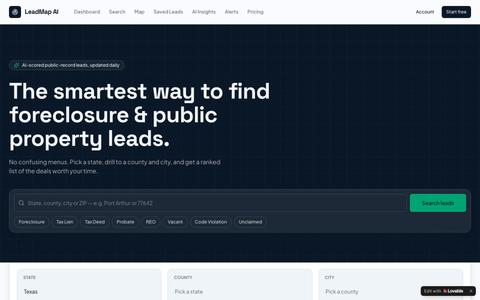 LeadMap AI — Foreclosure & Public Property Leads — screenshot