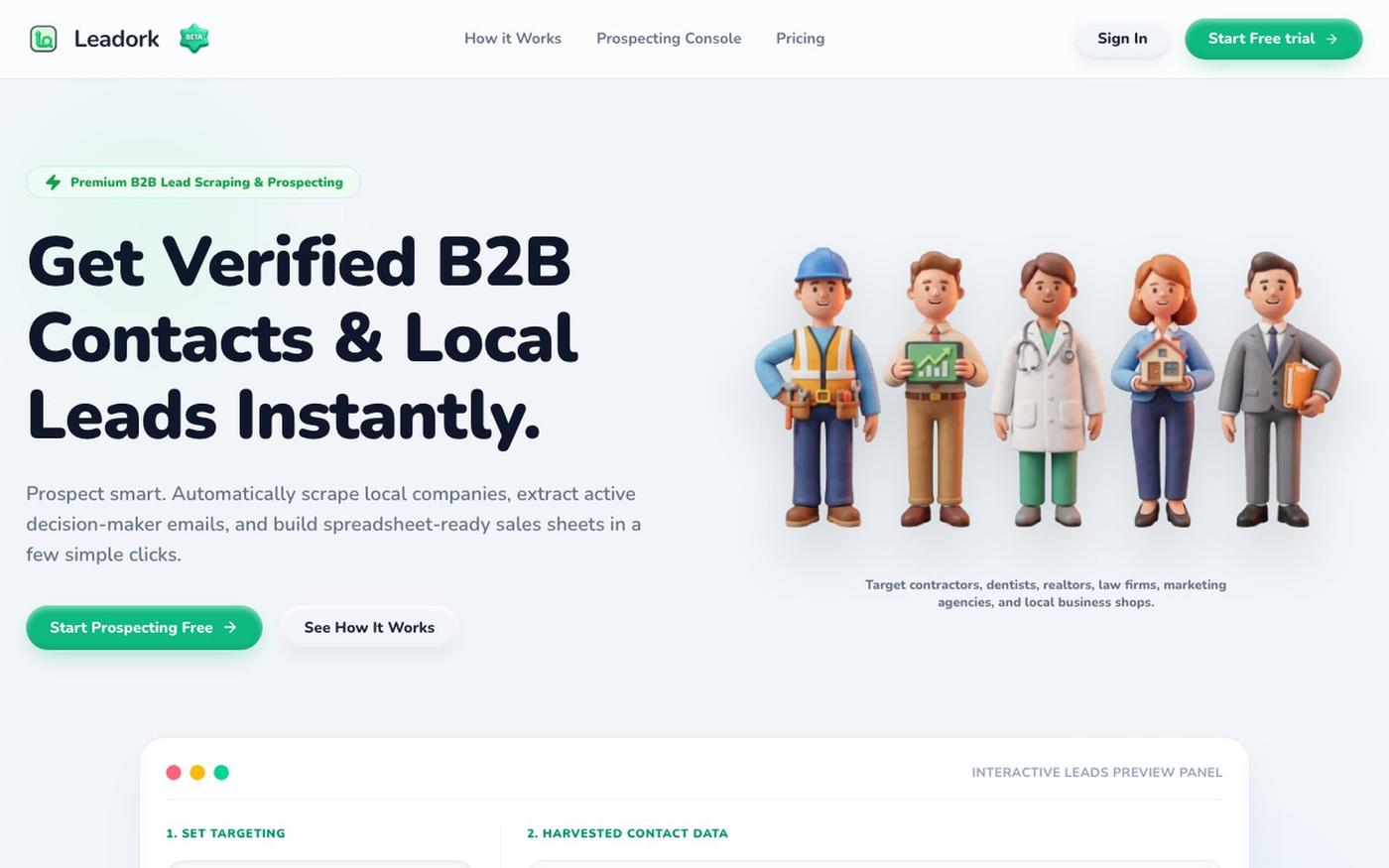 Leadork — B2B Lead Prospecting Platform — screenshot