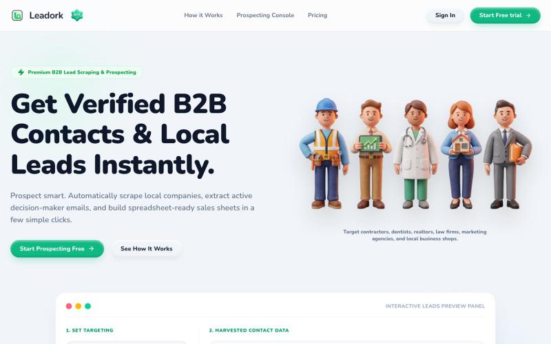 Leadork — B2B Lead Prospecting Platform — screenshot