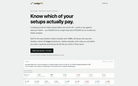 LedgeRR — VCP & breakout trade journal for NSE, measured in R — screenshot