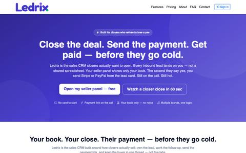Ledrix CRM — Sales CRM for Closers Who Get Paid Faster — screenshot