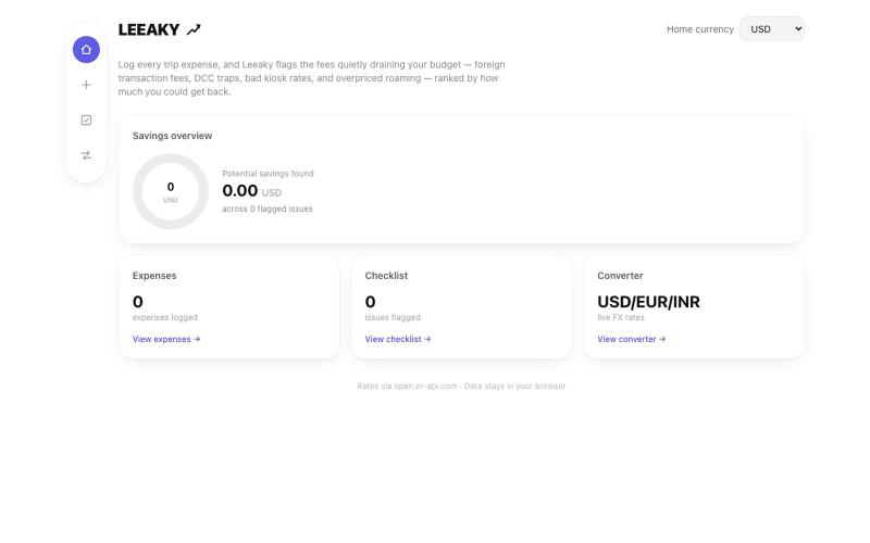 Leeaky — Stop your trip budget from leaking — screenshot