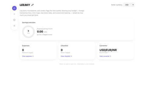 Leeaky — Stop your trip budget from leaking — screenshot