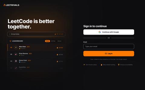 LeetRivals - Make groups and stay accountable for LC — screenshot