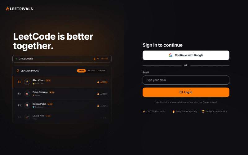 LeetRivals - Make groups and stay accountable for LC — screenshot