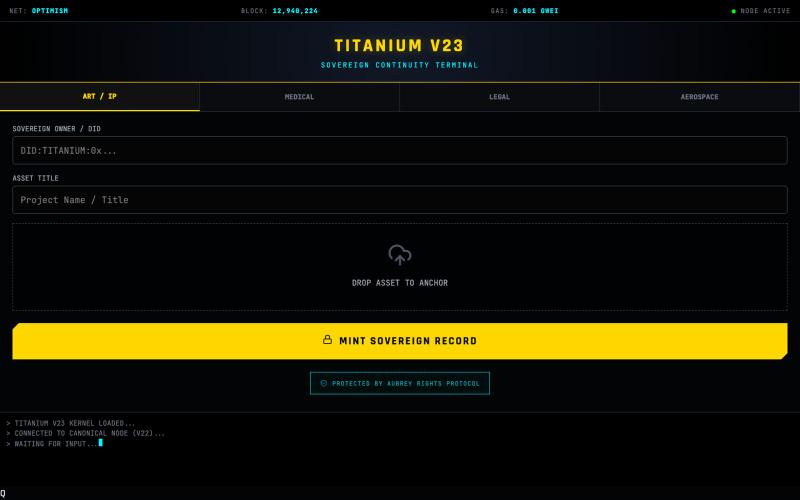 TITANIUM V23 | SOVEREIGN TERMINAL — screenshot