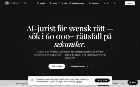 AI-jurist online | Svensk juridisk AI med 56 000+ rättsfall – LEGALDIGM — screenshot