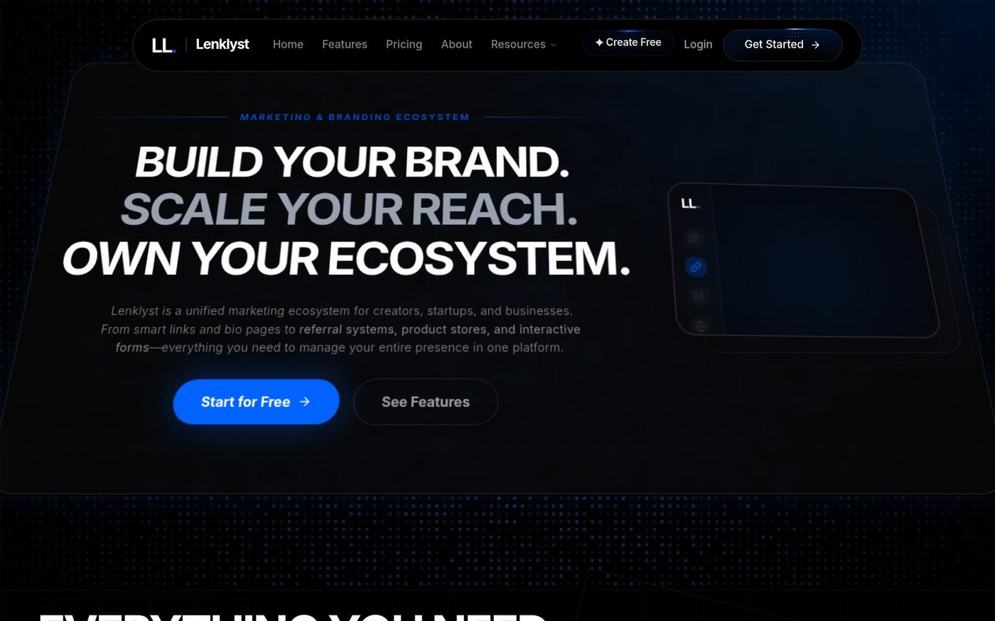 Lenklyst — All-in-One Marketing Ecosystem — screenshot