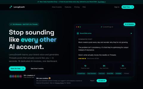 LennyGrowth — The AI Writing Tool Threads Creators Actually Use — screenshot