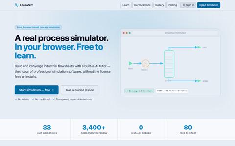 LensaSim — Process Simulation for Everyone — screenshot
