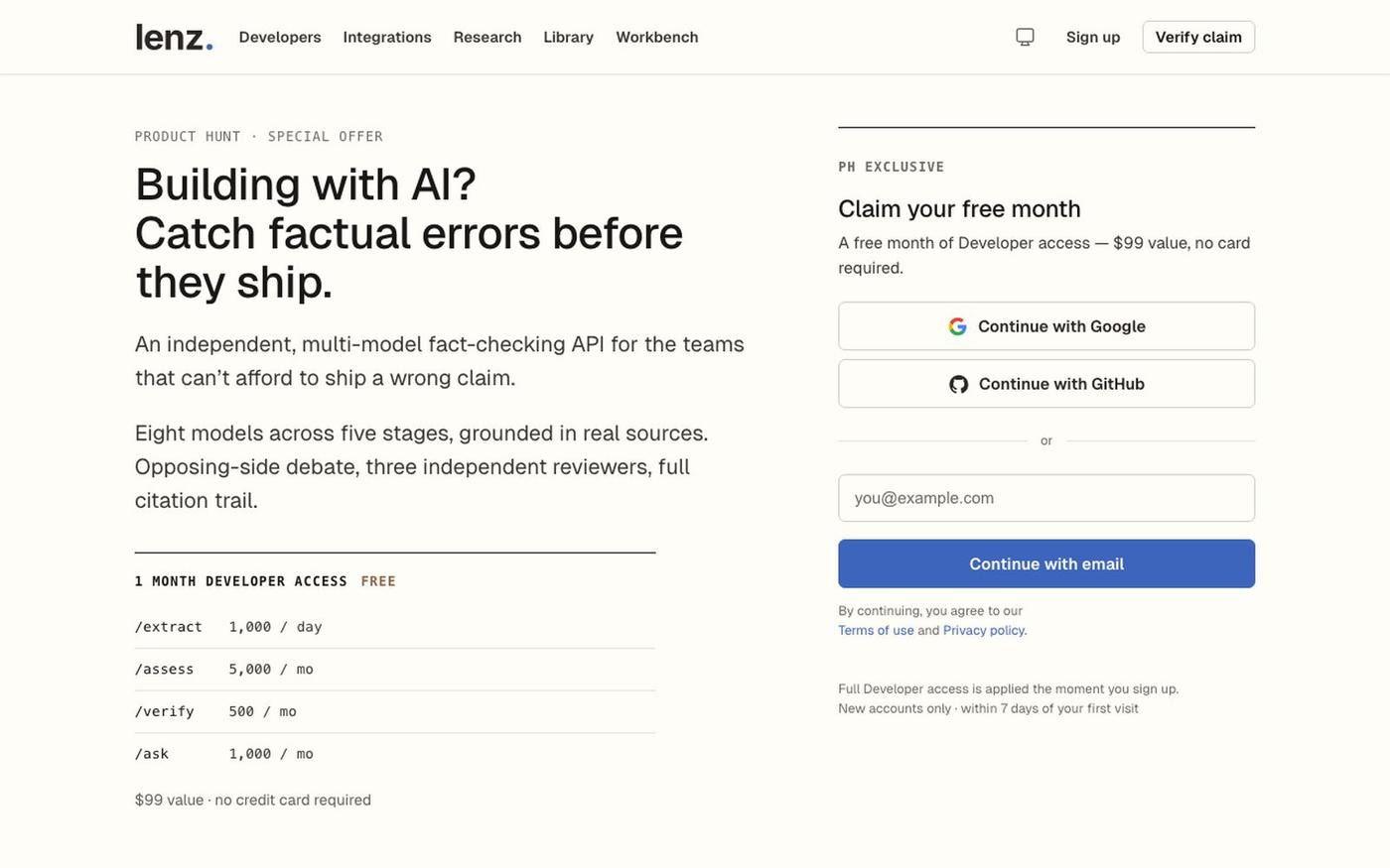Verify AI Output Before It Ships — Lenz — screenshot