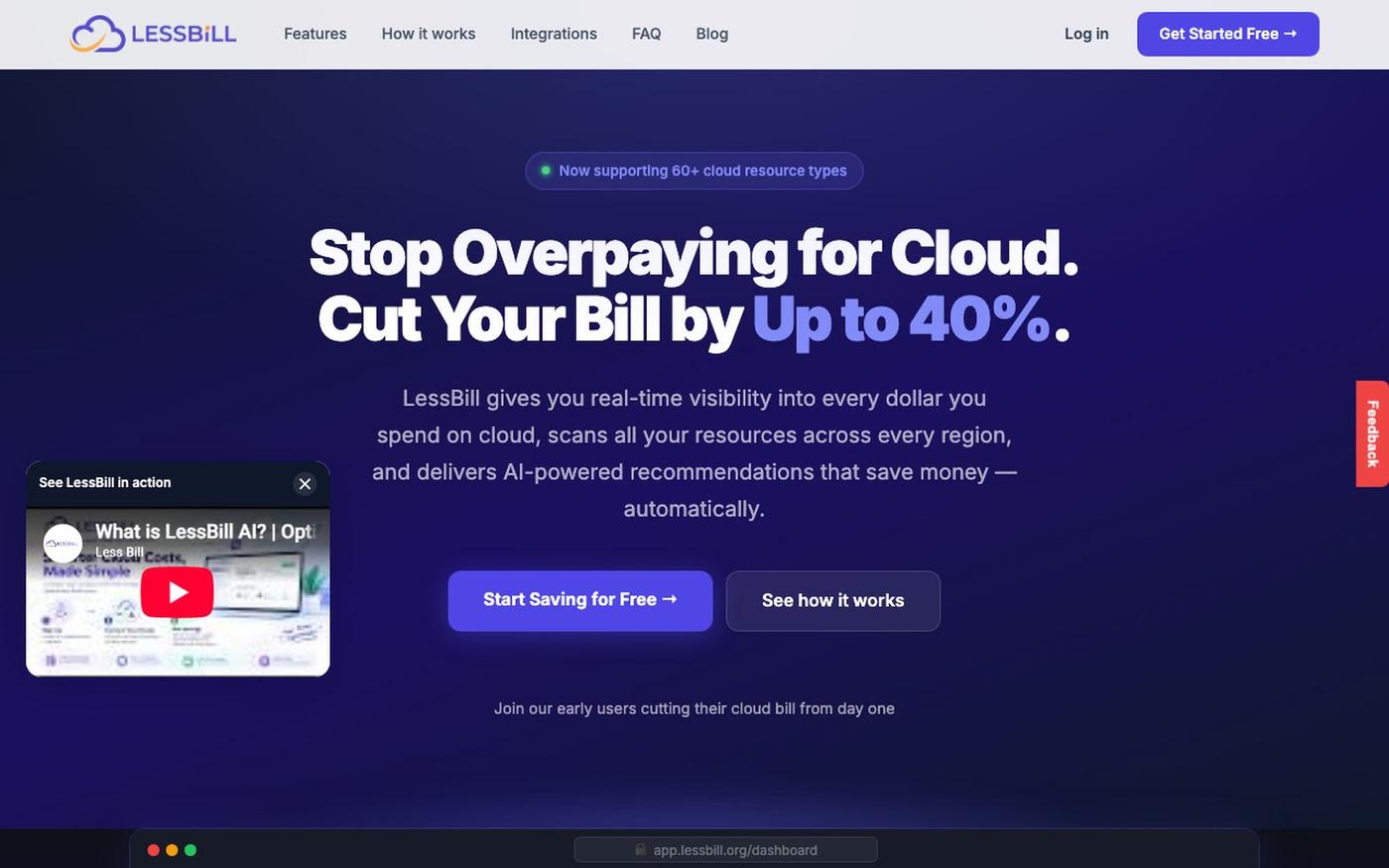 LessBill — Cloud Cost Optimization Tool | Reduce Your Cloud Bill by 40% — screenshot