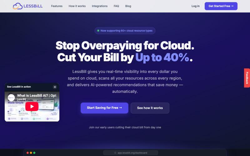 LessBill — Cloud Cost Optimization Tool | Reduce Your Cloud Bill by 40% — screenshot