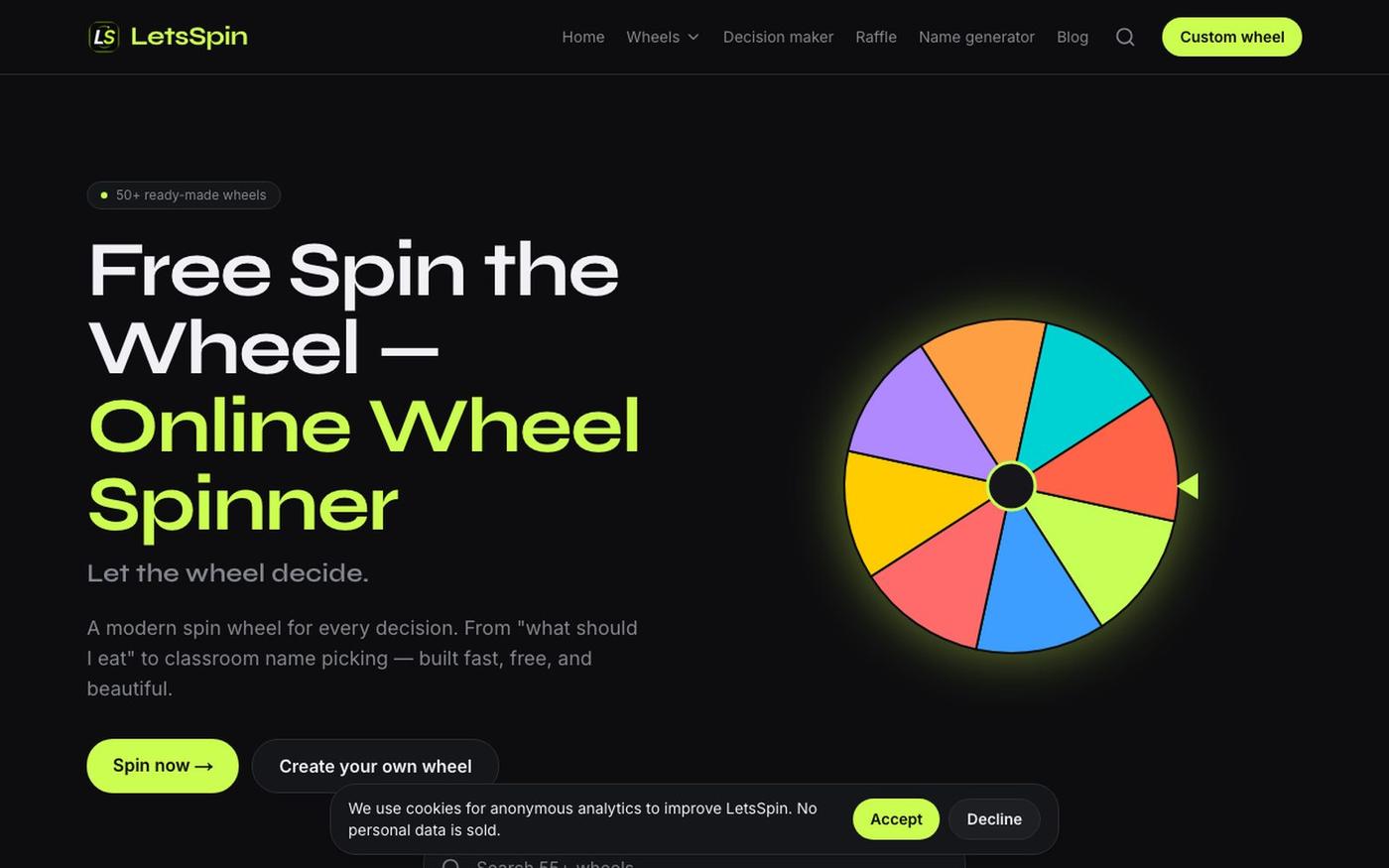 LetsSpin — Free Spin the Wheel | Online Wheel Spinner — screenshot