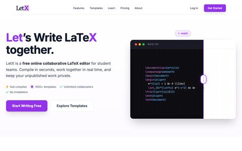 LetX — Collaborative LaTeX Editor & Overleaf Alternative — screenshot