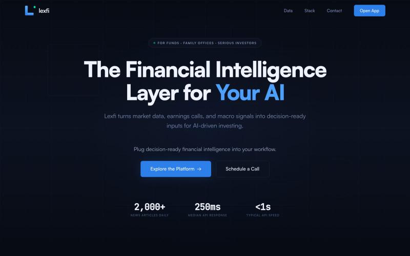 Lexfi - The Financial Intelligence Layer for Your AI — screenshot