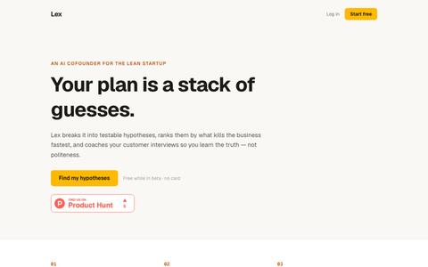 Lex — an AI cofounder for the lean startup — screenshot