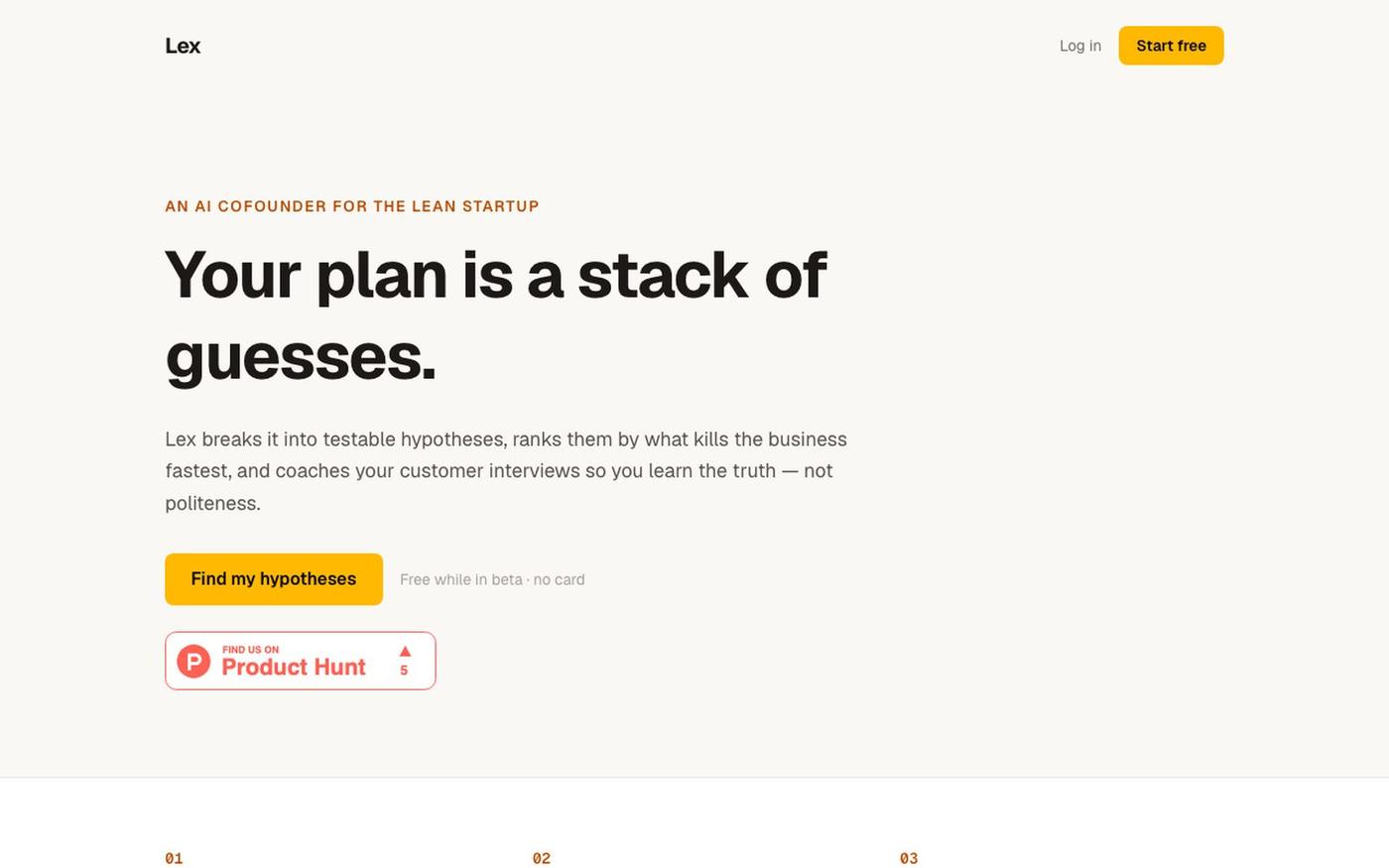 Lex — an AI cofounder for the lean startup — screenshot