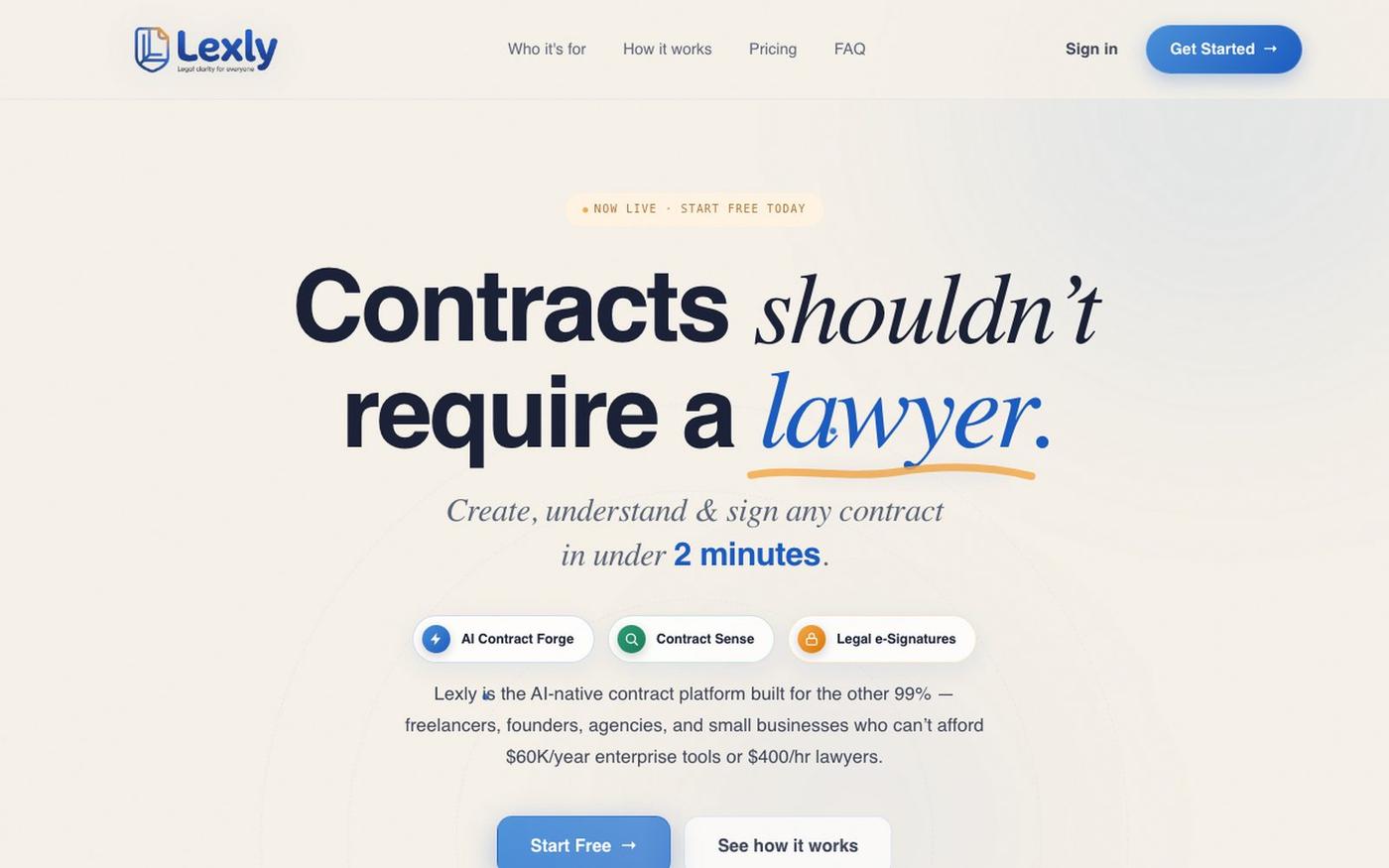 Lexly — Create, Understand & Sign Any Contract with AI — screenshot